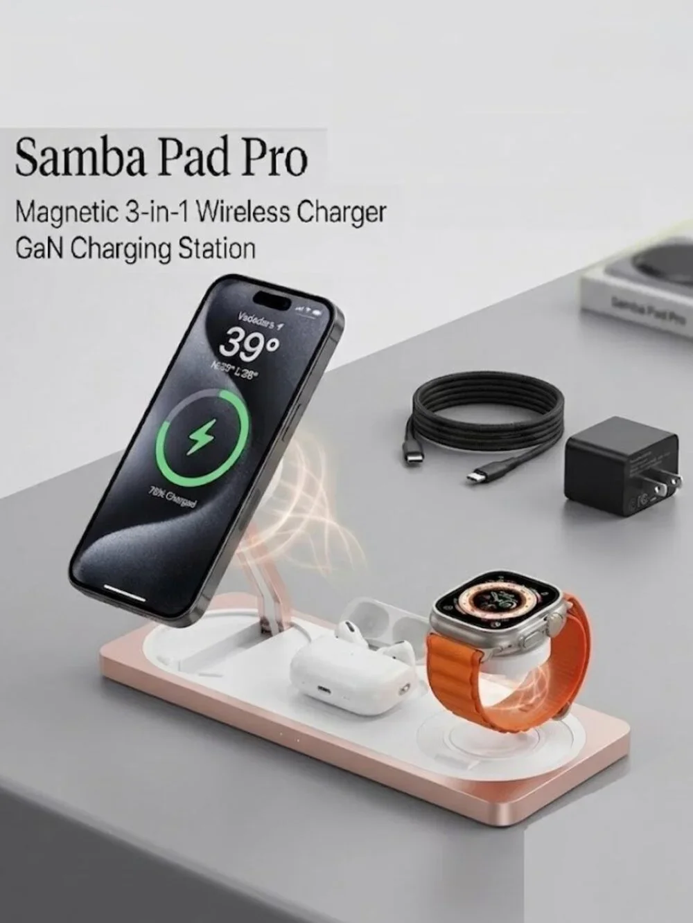 Samba Pad Pro Magnetic 3 In 1 Wireless Charger W326